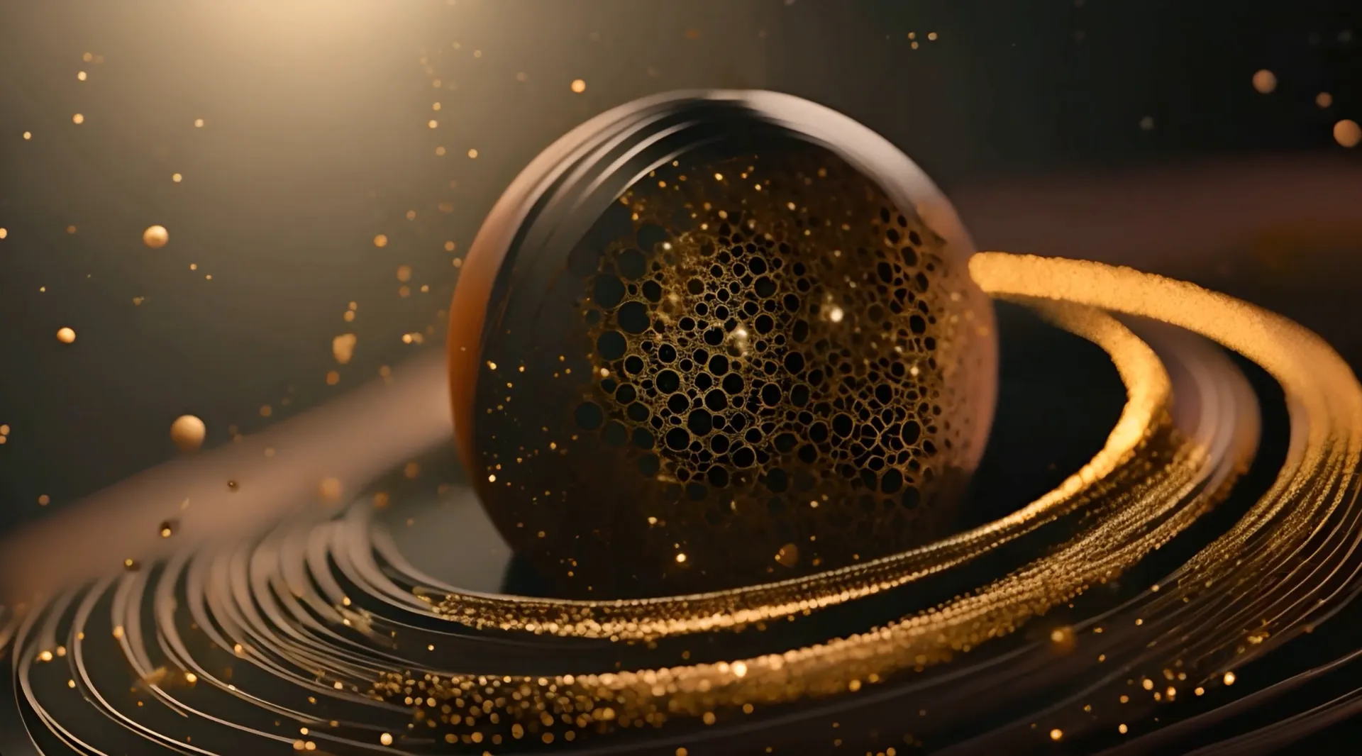 Futuristic Golden Orb Particle Waves Stock Video